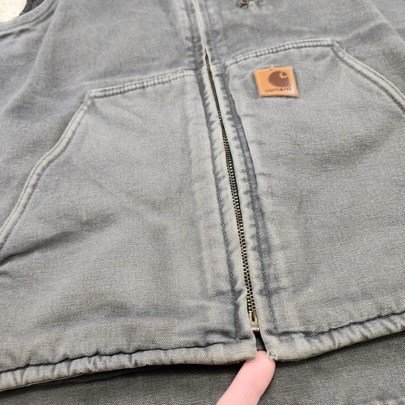 Carhartt V33 Vest Men Medium Sandstone Rugged Sherpa Lined Duck Canvas Work - Picture 3 of 8
